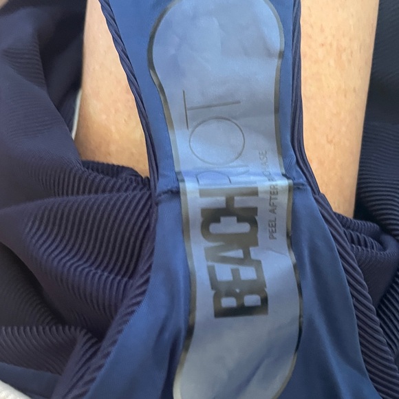 NWT Nordstrom navy maillot One Piece silky ribbed Swimsuit excellent soft feel - Picture 12 of 14